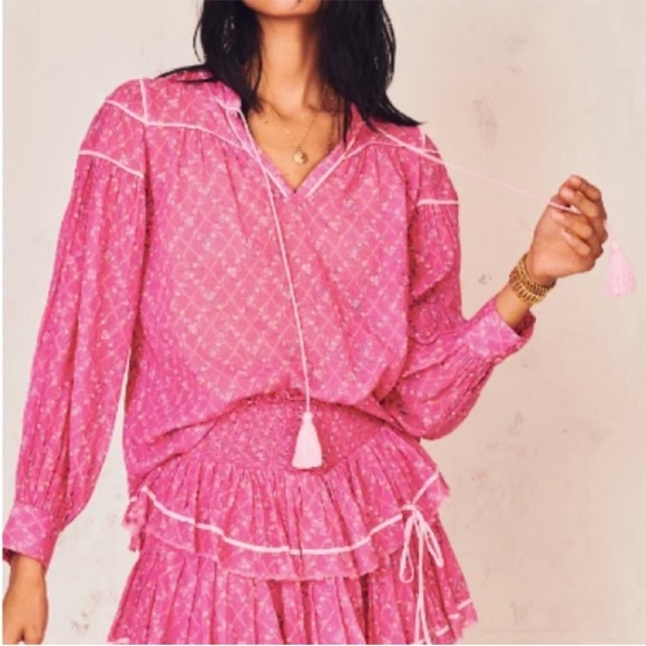 LoveShackFancy Tops - LoveShackFancy Floral Cotton Top NEW